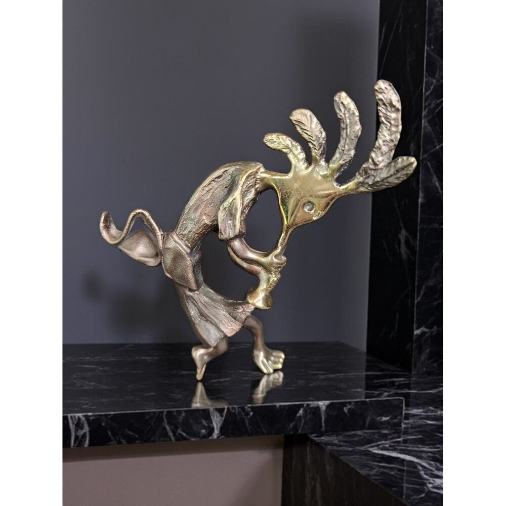 Michael Storey Bronze Kokopelli Figurine, Fruit Player Southwest READ